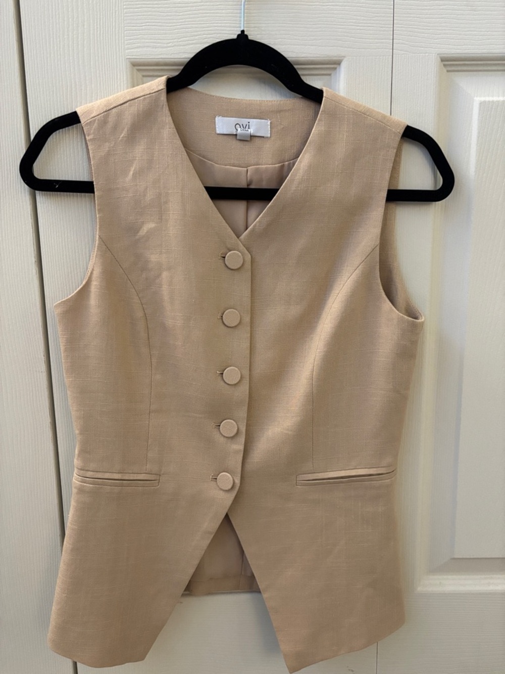 Ovi Tan Sleeveless Button Vest
